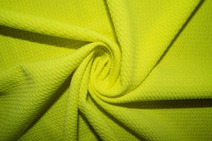 Neon Lemon Lime #16 Bullet Ribbed Scuba Techno Double Knit 2-Way Stretch Polyester Spandex Apparel Craft Fabric 58&quot;-60&quot; Wide By The Yard