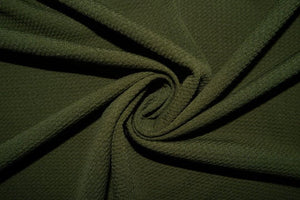 Olive Green #114 Bullet Ribbed Scuba Techno Double Knit 2-Way Stretch Polyester Spandex Apparel Craft Fabric 58&quot;-60&quot; Wide By The Yard