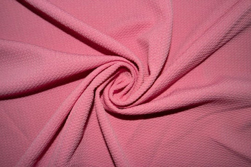 Pink #117 Bullet Ribbed Scuba Techno Double Knit 2-Way Stretch Polyester Spandex Apparel Craft Fabric 58"-60" Wide By The Yard