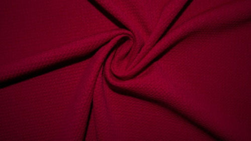 Ruby Red #106 Bullet Ribbed Scuba Techno Double Knit 2-Way Stretch Polyester Spandex Apparel Craft Fabric 58"-60" Wide By The Yard