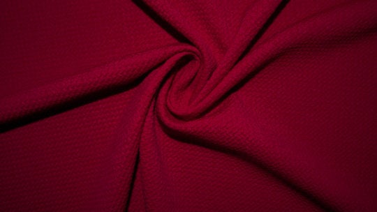 Ruby Red #106 Bullet Ribbed Scuba Techno Double Knit 2-Way Stretch Polyester Spandex Apparel Craft Fabric 58"-60" Wide By The Yard