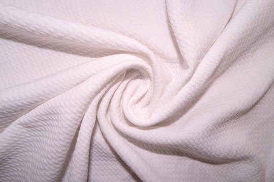 Ivory #19 Bullet Ribbed Scuba Techno Double Knit 2-Way Stretch Polyester Spandex Apparel Craft Fabric 58"-60" Wide By The Yard