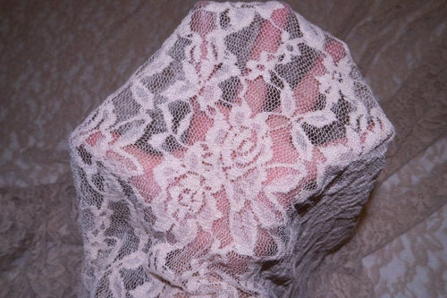 Deep Salmon Floral Scallop Edge Nylon Spandex Stretch Lace Fabric