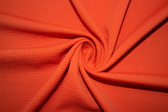 Tangerine #51 Bullet Ribbed Scuba Techno Double Knit 2-Way Stretch Polyester Spandex Apparel Craft Fabric 58"-60" Wide By The Yard