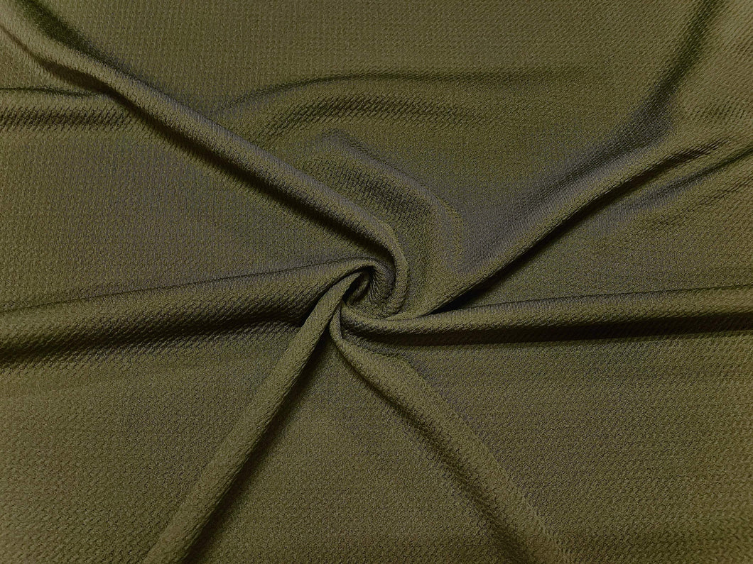 Military Green #194 Bullet Ribbed Scuba Techno Double Knit 2-Way Stretch Polyester Spandex Apparel Craft Fabric 58"-60" Wide By The Yard