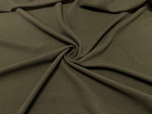 Olive #197 Bullet Ribbed Scuba Techno Double Knit 2-Way Stretch Polyester Spandex Apparel Craft Fabric 58"-60" Wide By The Yard