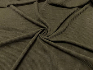 Olive #197 Bullet Ribbed Scuba Techno Double Knit 2-Way Stretch Polyester Spandex Apparel Craft Fabric 58&quot;-60&quot; Wide By The Yard