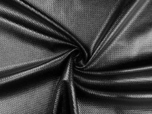 Load image into Gallery viewer, Shiny Black Pleather #203 Bullet Ribbed Scuba Techno Double Knit 2-Way Stretch Polyester Spandex Apparel Craft Fabric 58&quot;-60&quot; Wide By The Yard