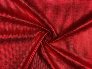 Shiny Red Pleather #204 Bullet Ribbed Scuba Techno Double Knit 2-Way Stretch Polyester Spandex Apparel Craft Fabric 58&quot;-60&quot; Wide By The Yard