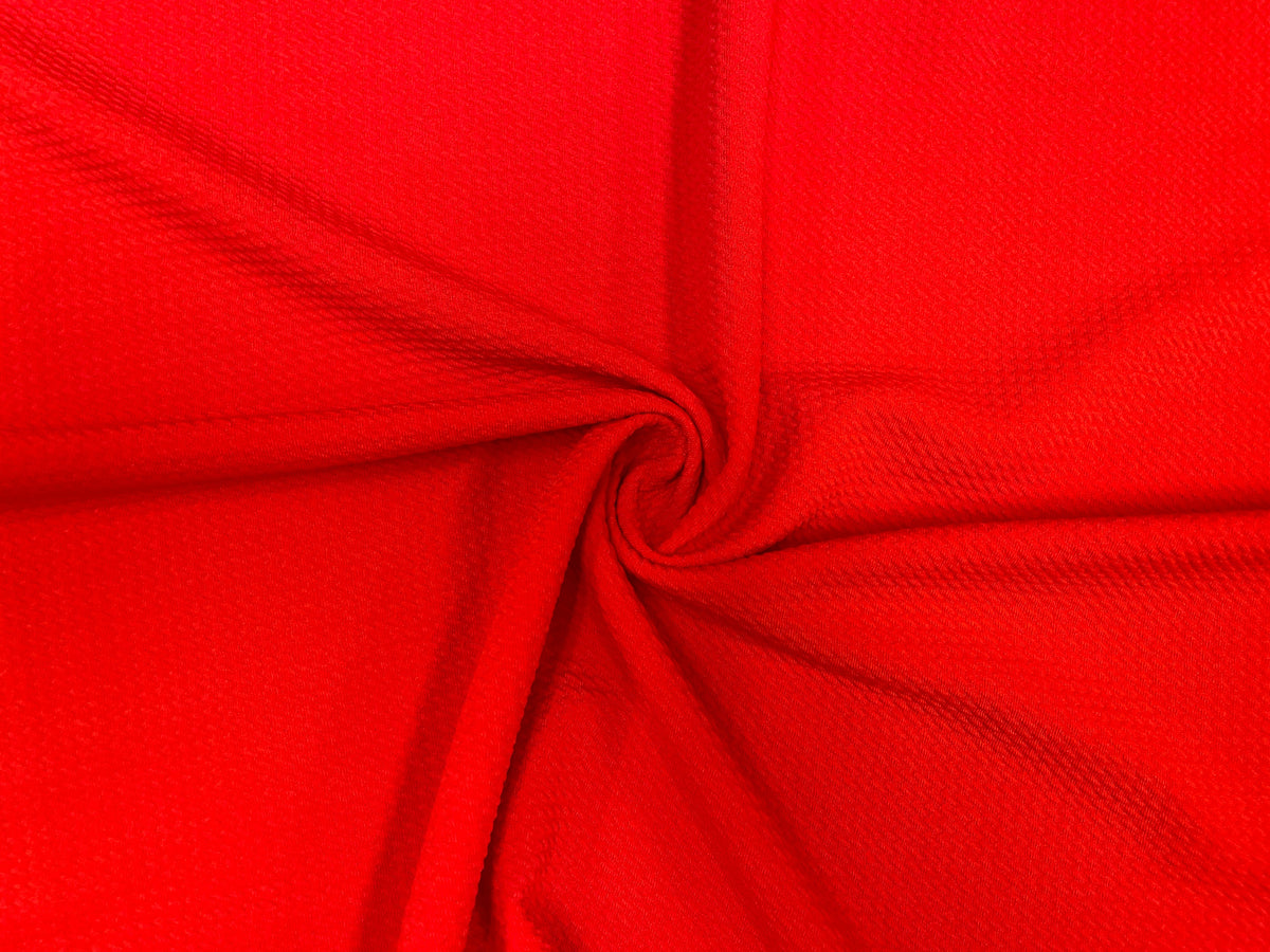 Neon Red #211 Bullet Ribbed Scuba Techno Double Knit 2-Way Stretch Polyester Spandex Apparel Craft Fabric 58"-60" Wide By The Yard